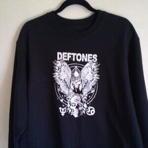Deftones Owl and Skull Black Crewneck Sweatshirt Size Large